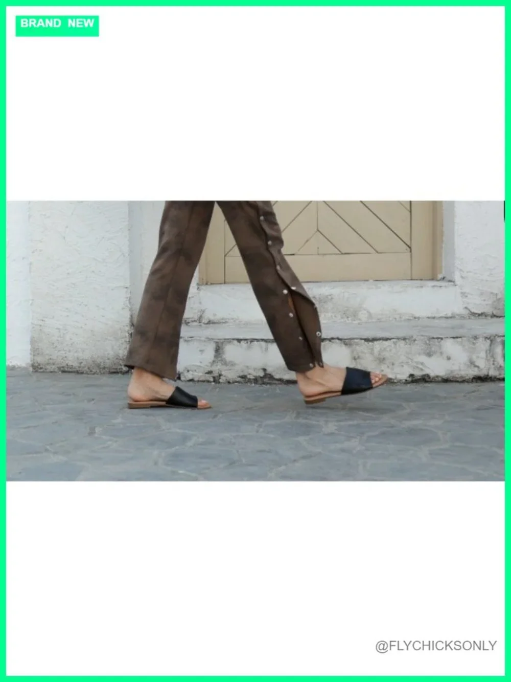 Women's One Band Slide Sandals - PU Leather Comfort Flats for Casual Beach